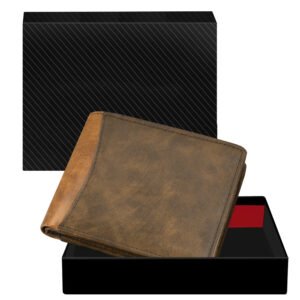 Brown-Tan Double Color Bi-Fold Faux Leather 7 ATM Card Slots Wallet For Men WL26
