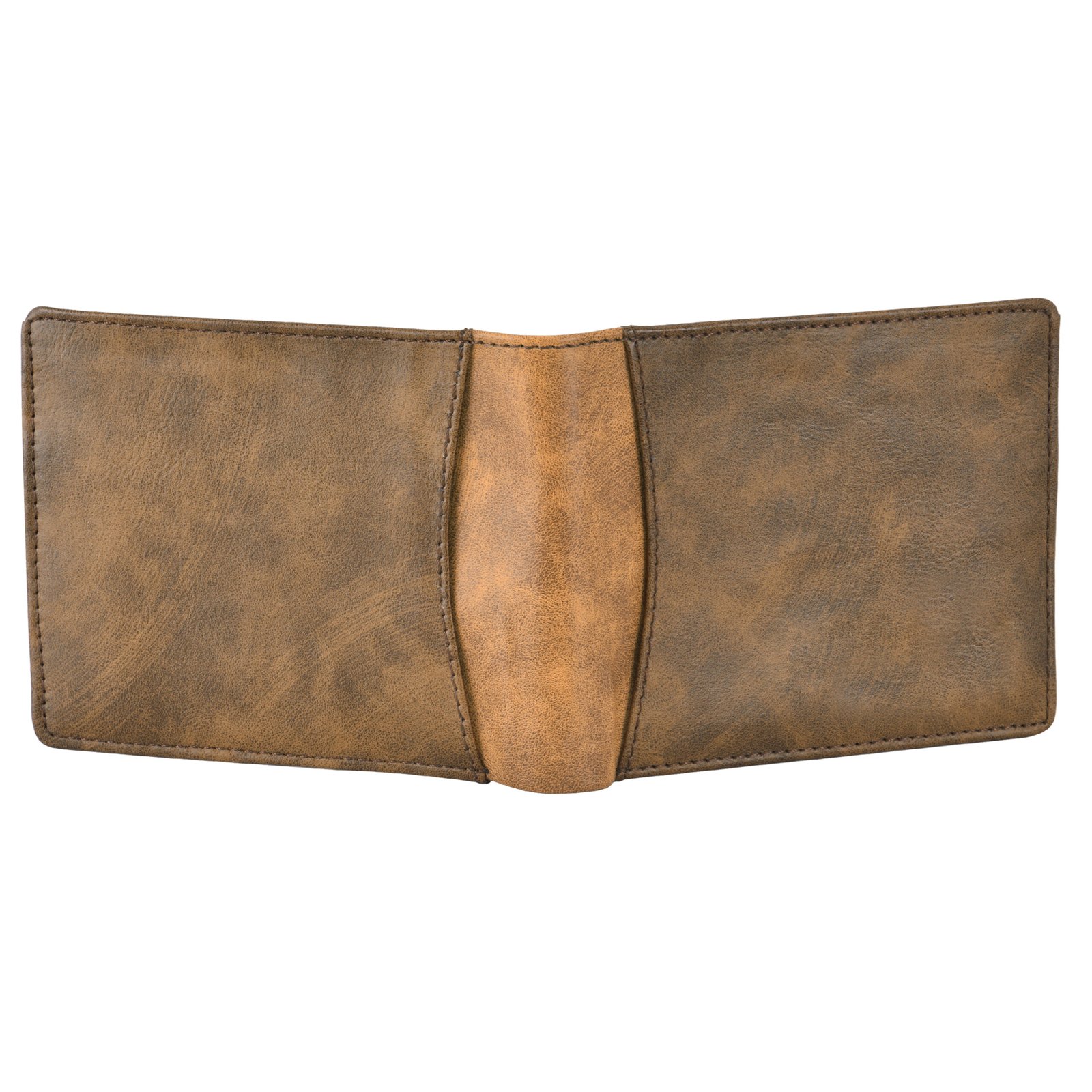 Brown-Tan Double Color Bi-Fold Faux Leather 7 ATM Card Slots Wallet For Men WL26