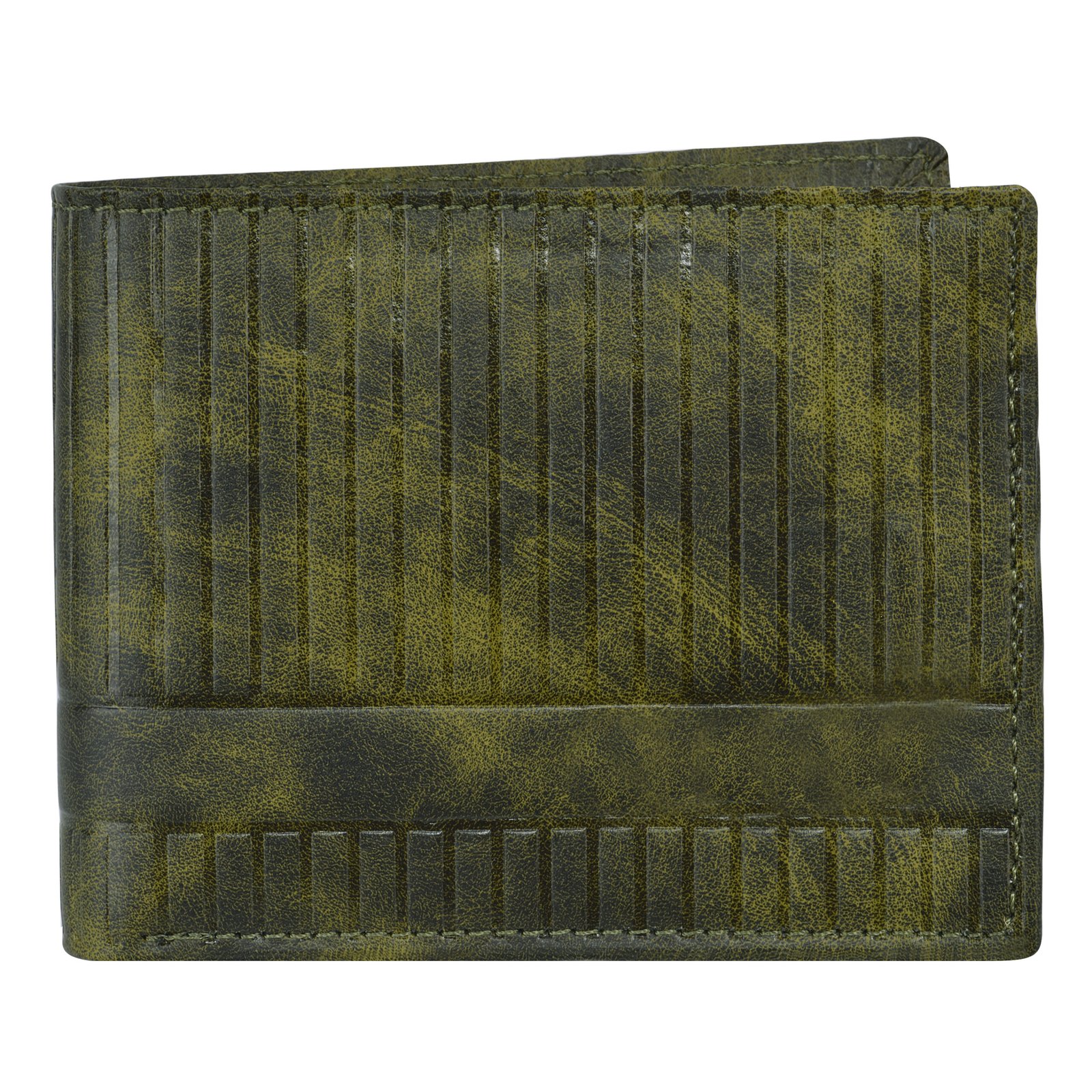 Green 3D Emboss Line Bi-Fold Faux Leather 3 ATM Card Slots Wallet For Men WL30