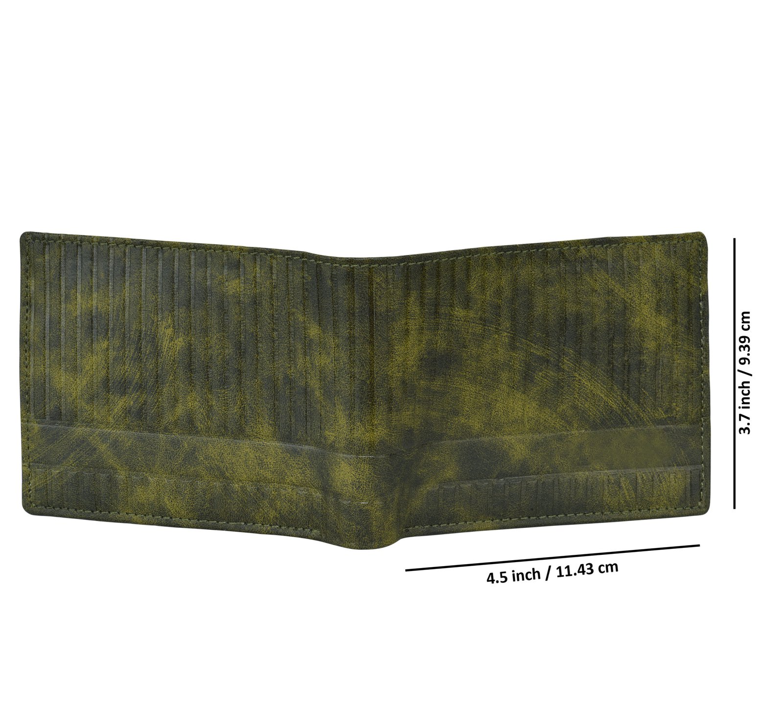 Green 3D Emboss Line Bi-Fold Faux Leather 3 ATM Card Slots Wallet For Men WL30