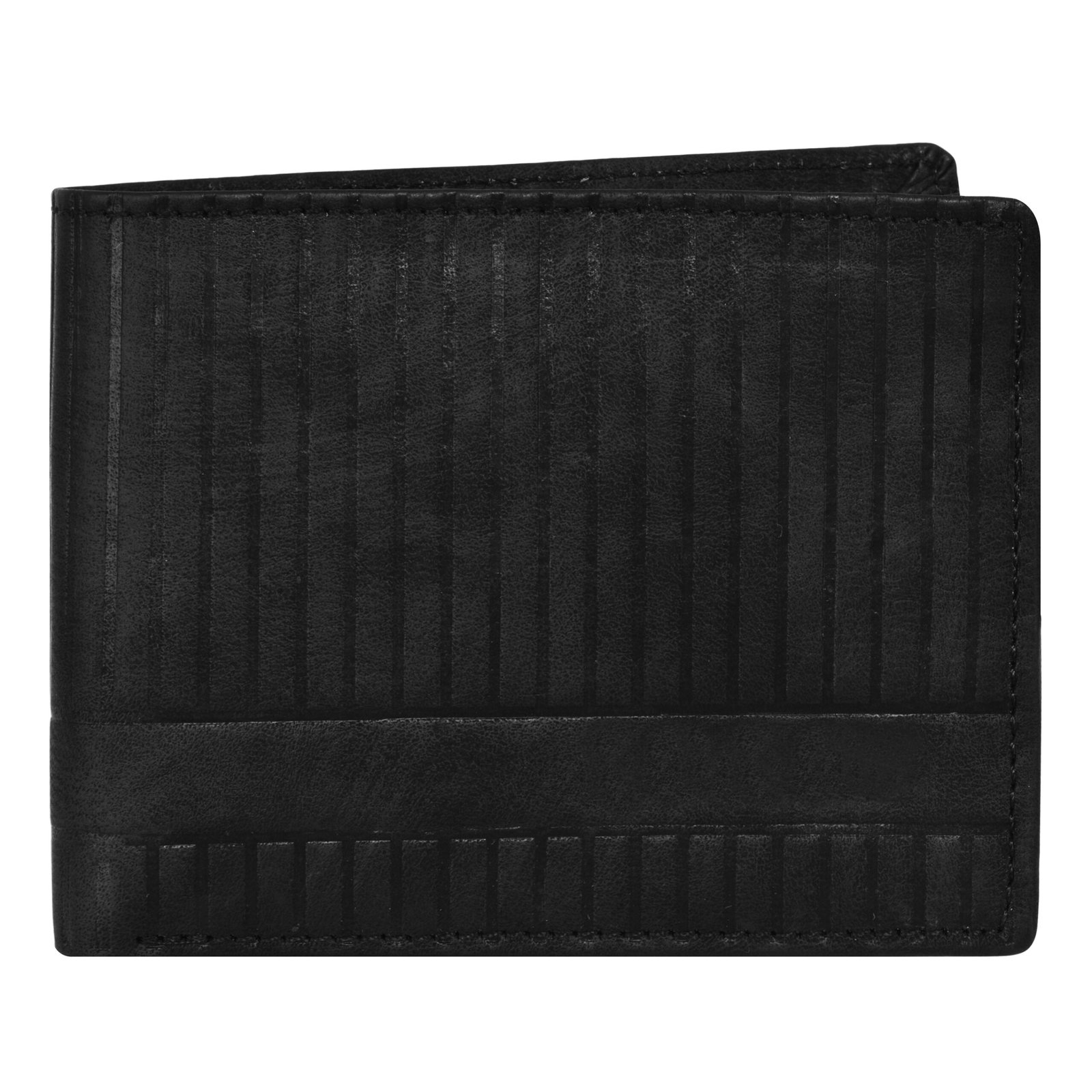 Black 3D Emboss Line Bi-Fold Faux Leather 3 ATM Card Slots Wallet For Men WL31