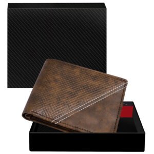 Brown 3D Emboss Dots Bi-Fold Faux Leather 4 ATM Card Slots Wallet For Men WL32