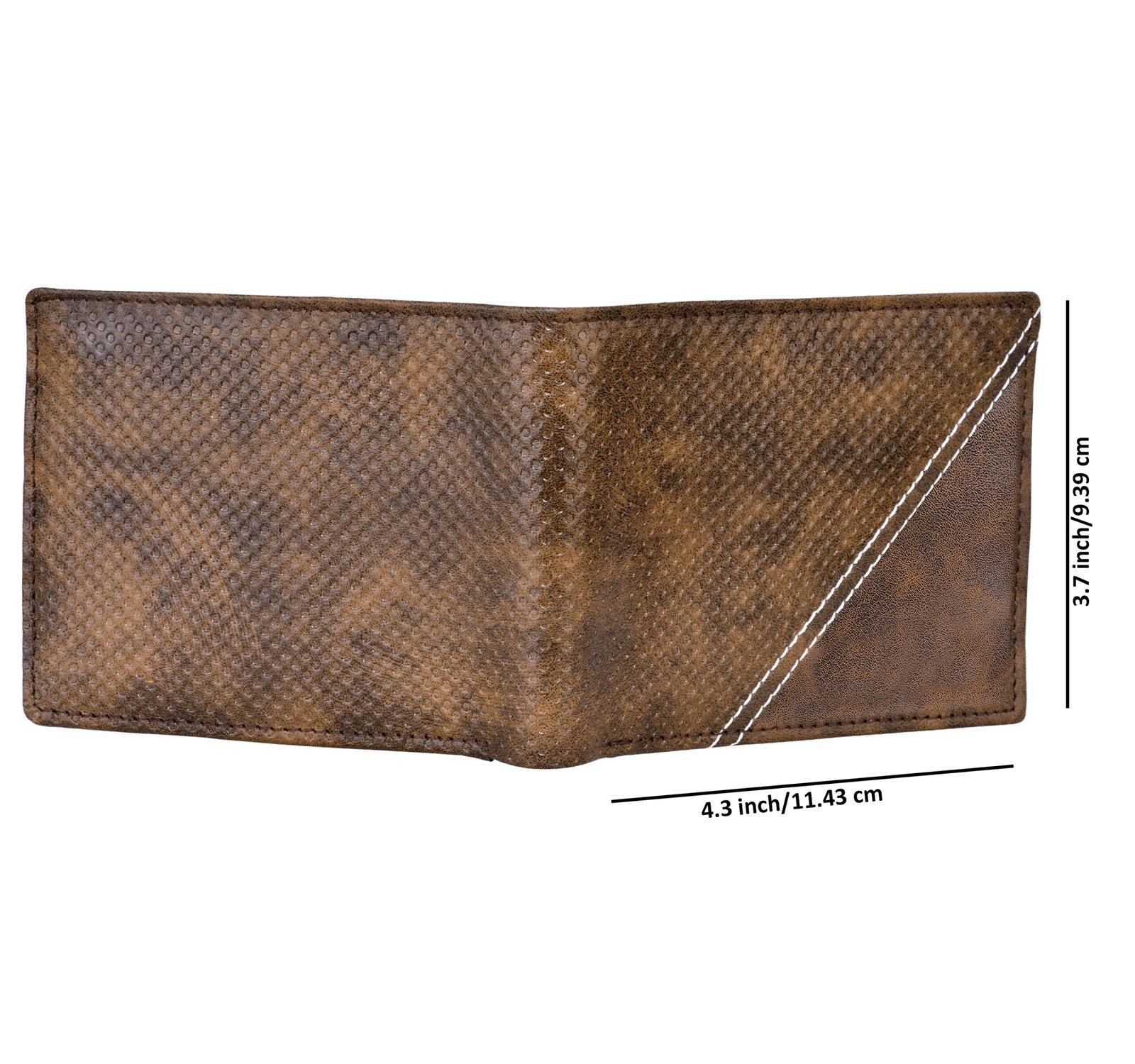 Brown 3D Emboss Dots Bi-Fold Faux Leather 4 ATM Card Slots Wallet For Men WL32