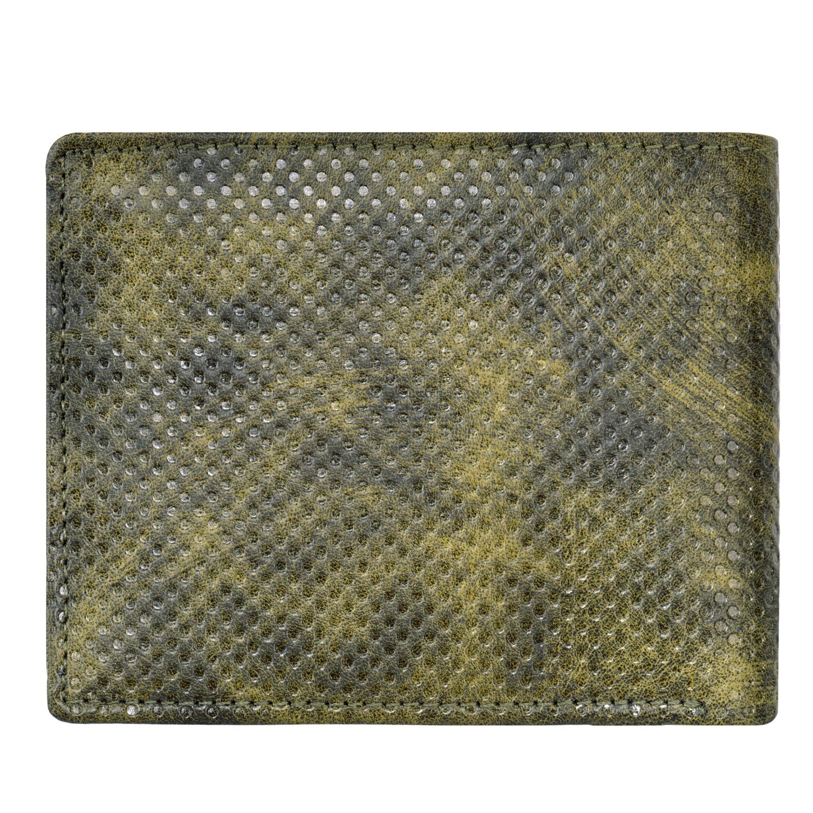 Green 3D Emboss Dots Bi-Fold Faux Leather 4 ATM Card Slots Wallet For Men WL34