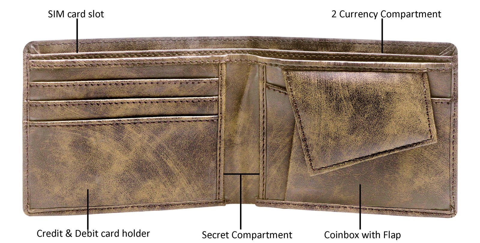 Brown 3D Emboss Square Bi-Fold Faux Leather 3 ATM Card Slots Wallet For Men WL36