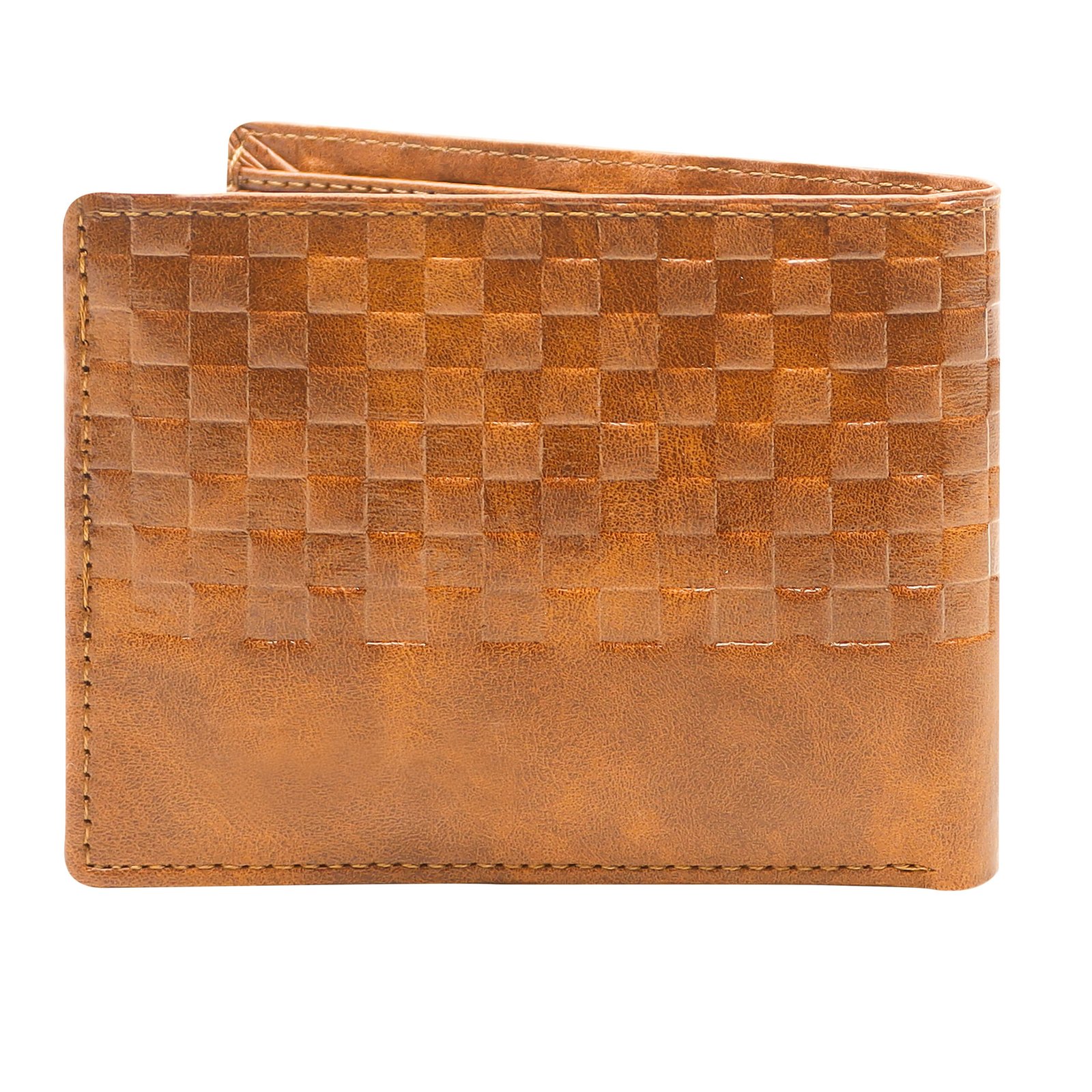 Orange 3D Emboss Square Bi-Fold Faux Leather 3 ATM Card Slots Wallet For Men WL37