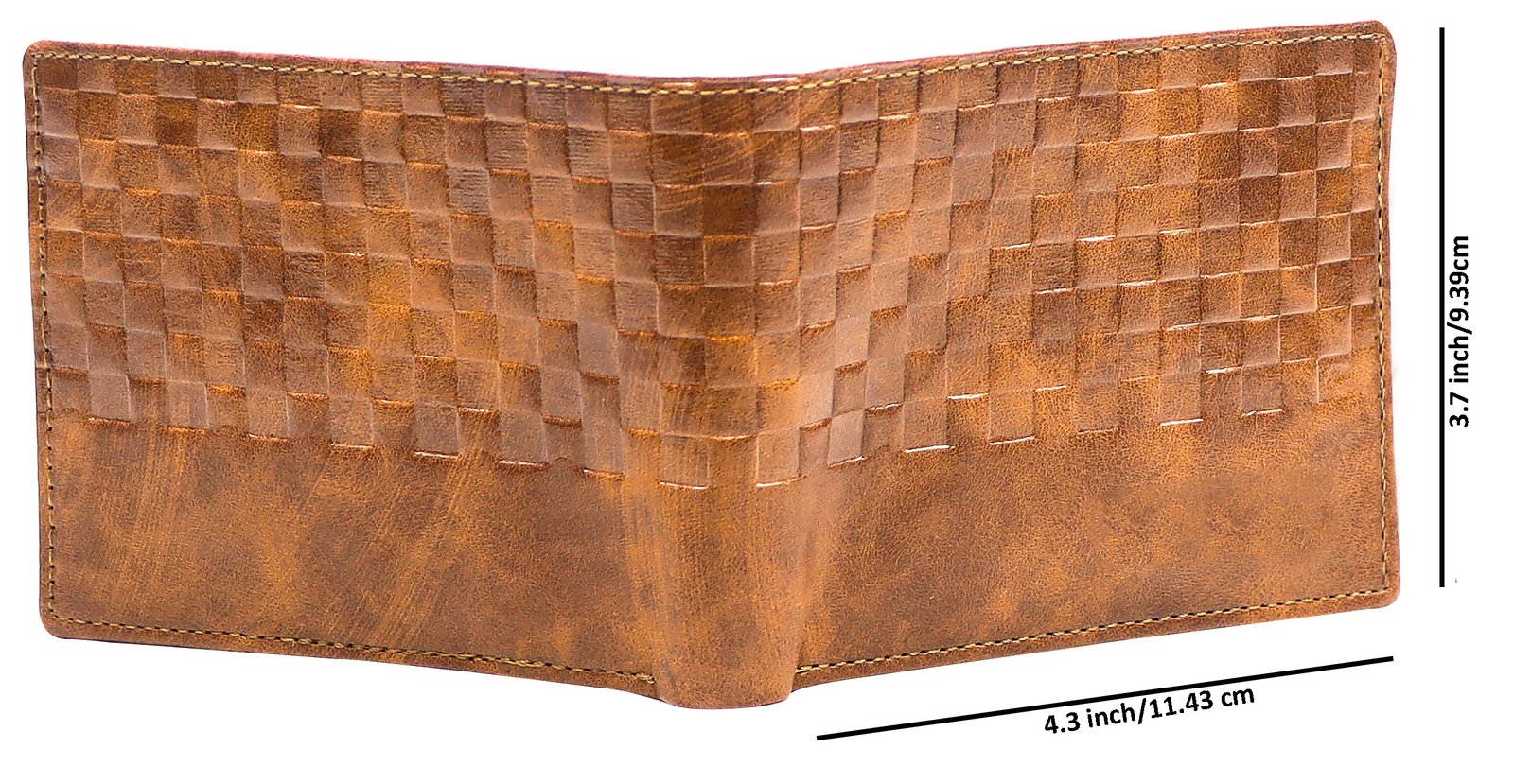 Orange 3D Emboss Square Bi-Fold Faux Leather 3 ATM Card Slots Wallet For Men WL37