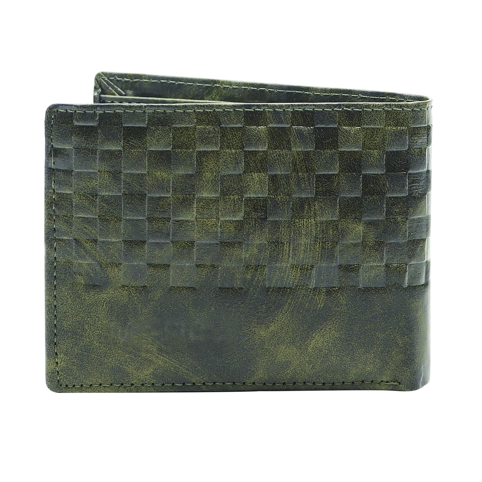 Green 3D Emboss Square Bi-Fold Faux Leather 3 ATM Card Slots Wallet For Men WL38