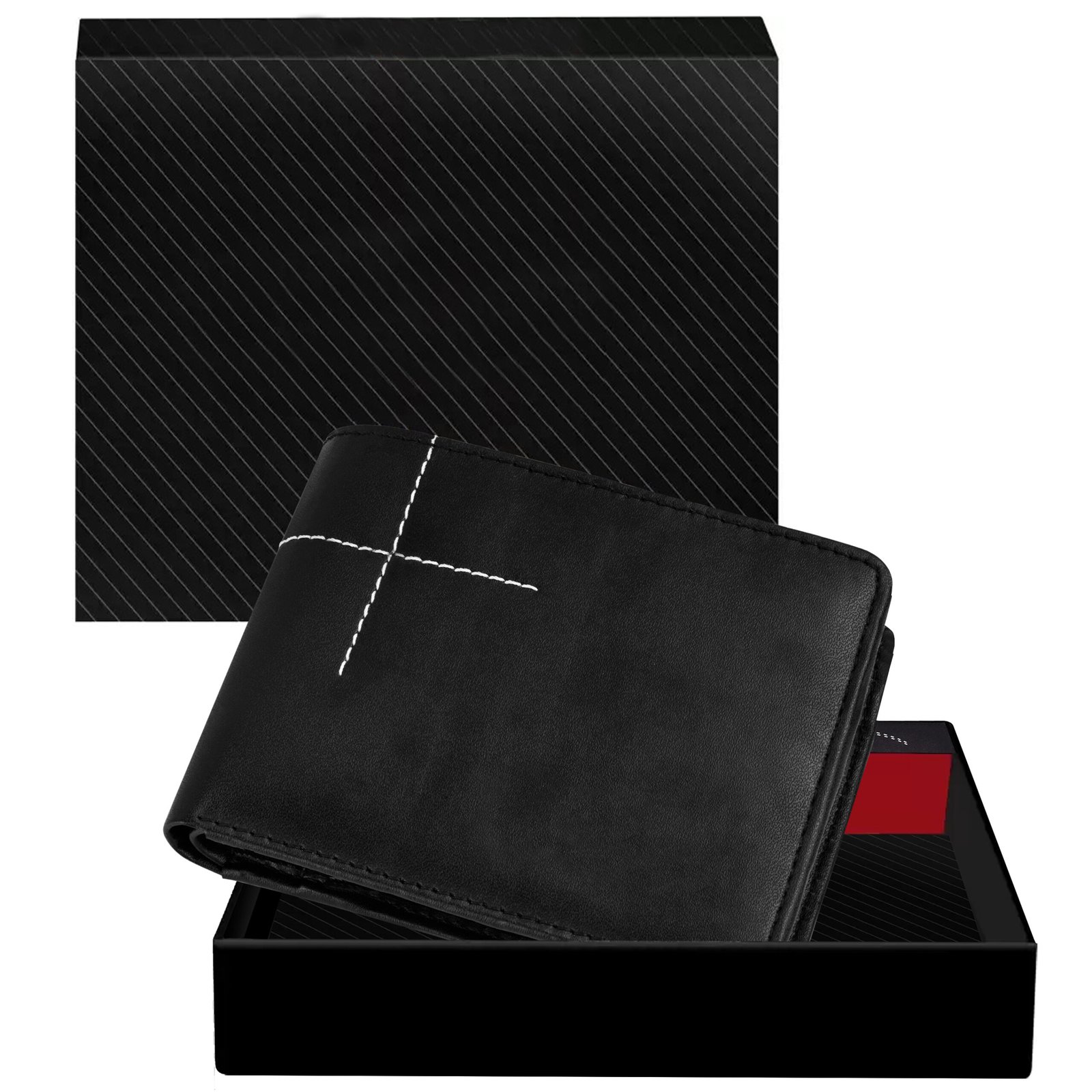 Black Edition Bi-Fold Faux Leather 3 ATM Card Slots Wallet For Men WL40