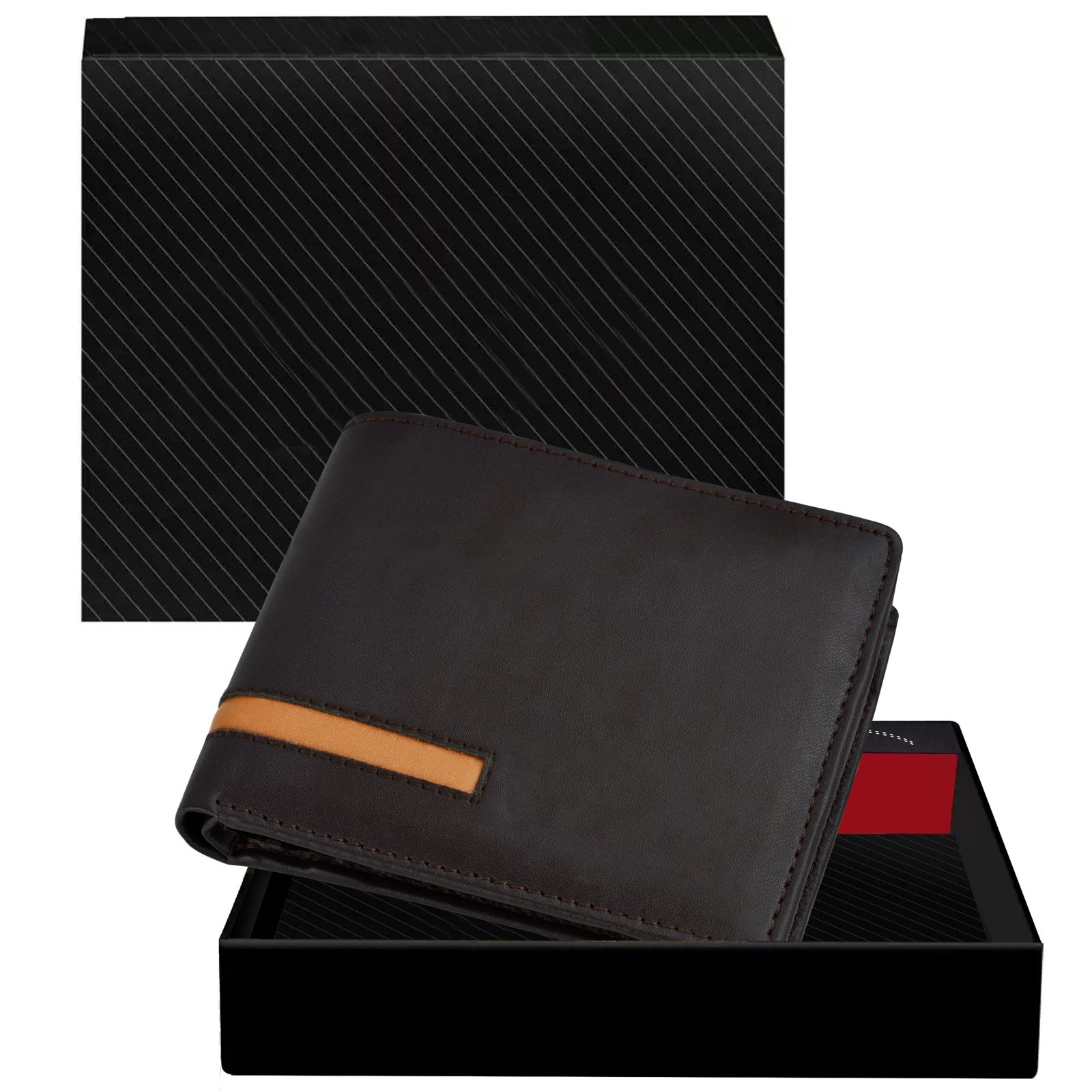 Brown Designer Bi-Fold Faux Leather 3 ATM Card Slots Wallet For Men WL43