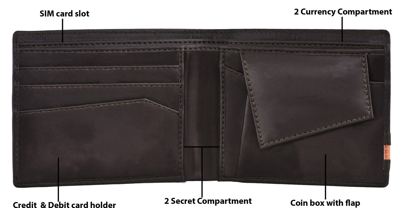 Brown Designer Bi-Fold Faux Leather 3 ATM Card Slots Wallet For Men WL43