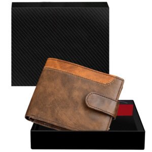 Brown-Tan Dual Color Bi-Fold Faux Leather 5 ATM Card Slots Wallet For Men WL44