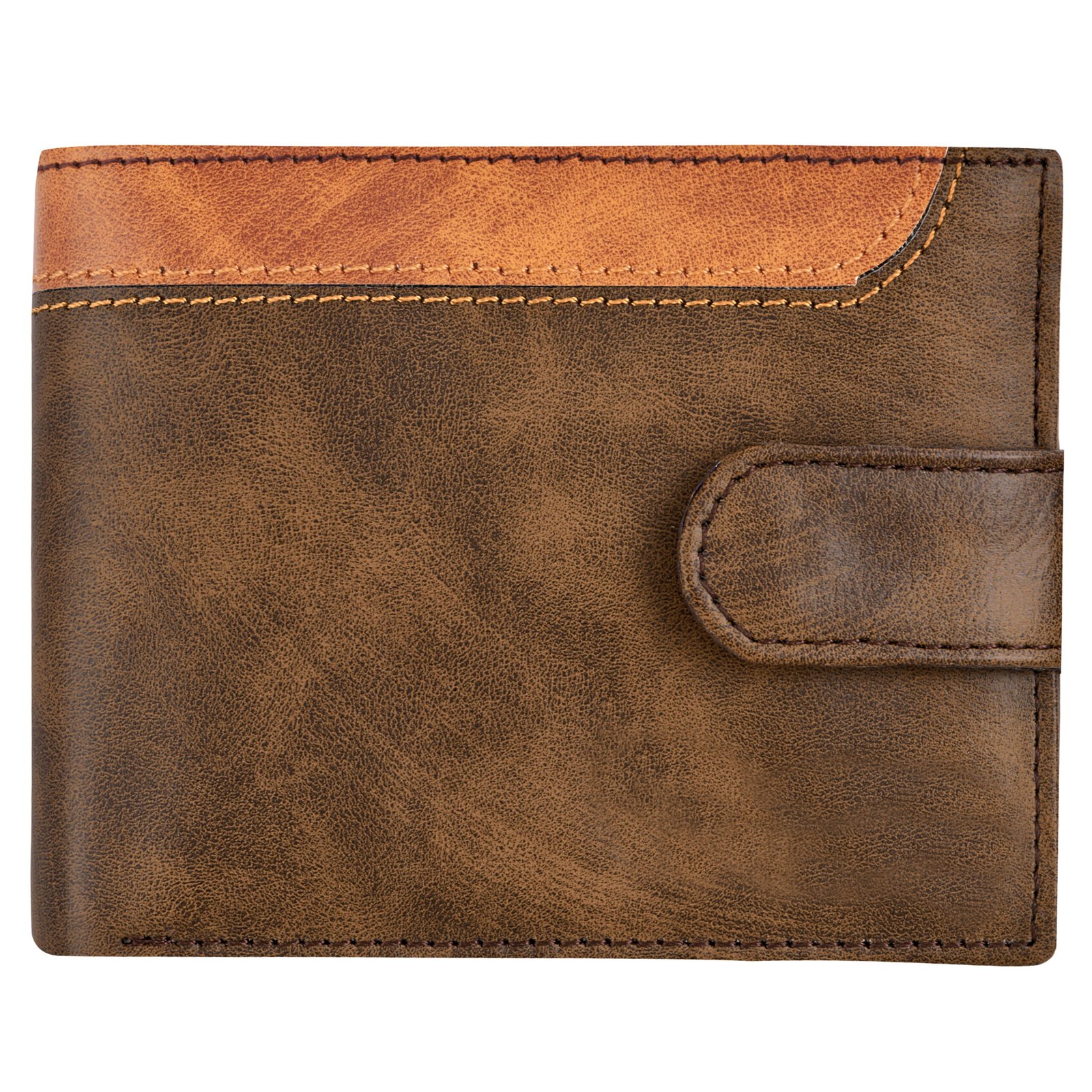 Brown-Tan Dual Color Bi-Fold Faux Leather 5 ATM Card Slots Wallet For Men WL44