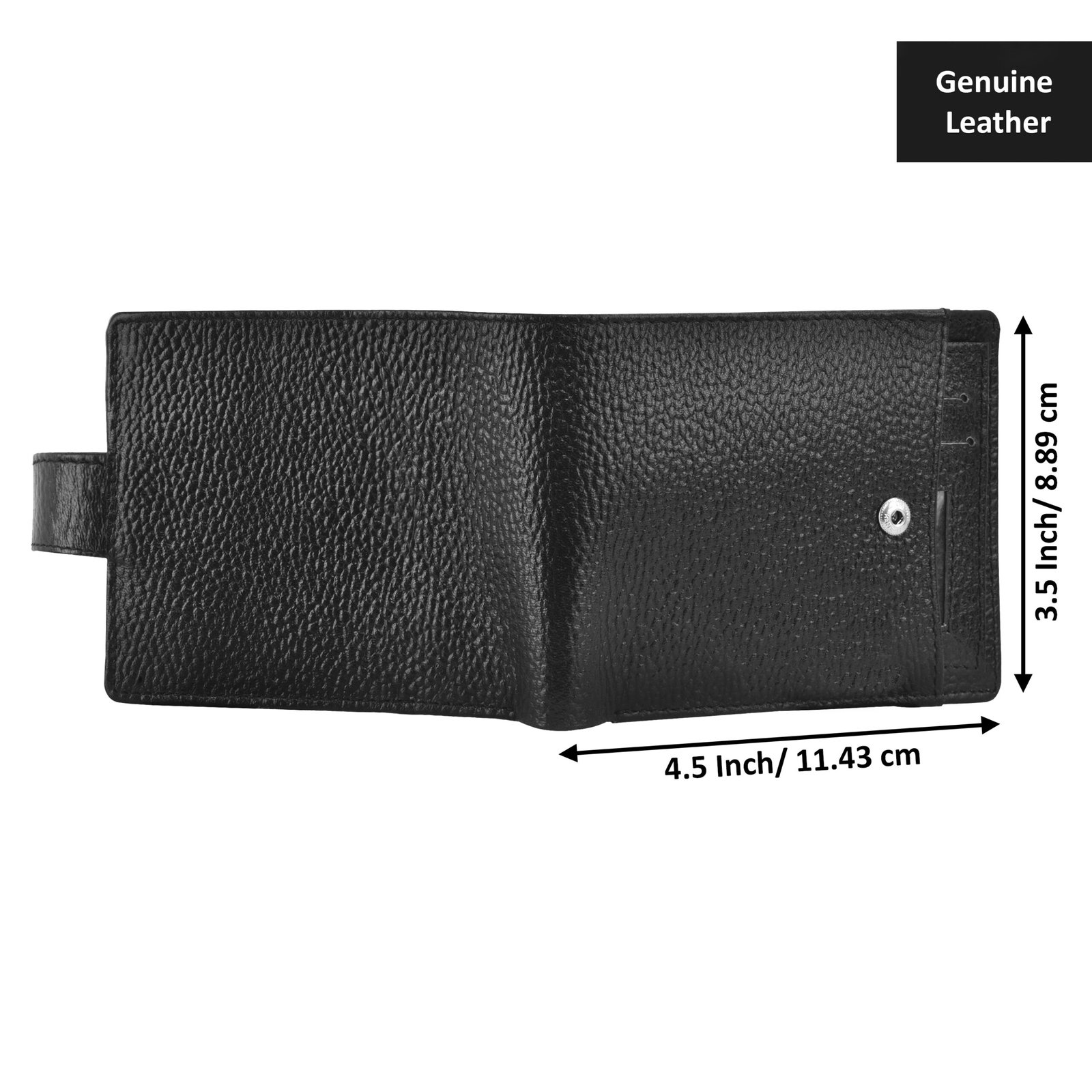 Black Removable Card Holder Bi-Fold Genuine Leather 6 ATM Card Slots Wallet WL502