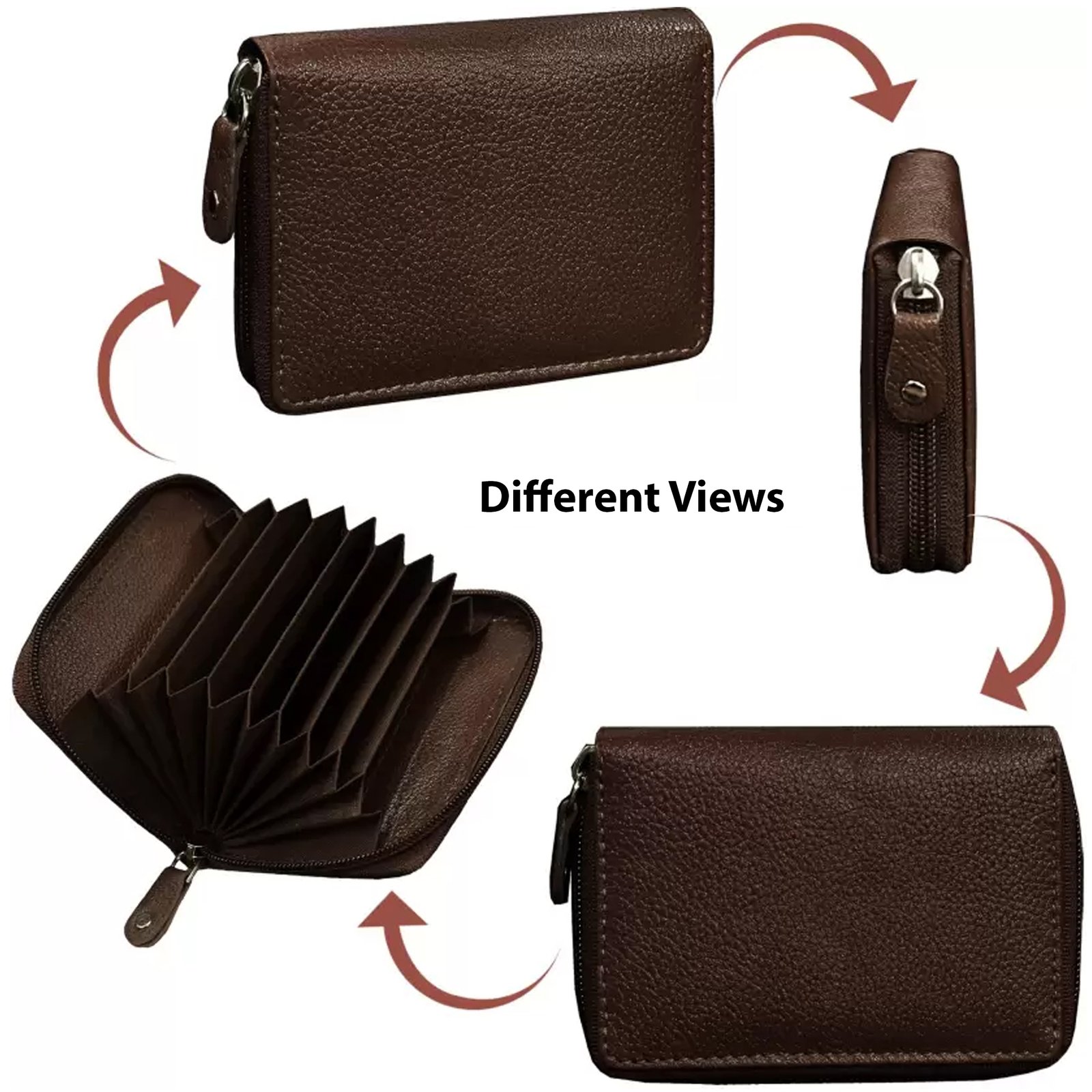 Brown Small Pocket Sized 9 Slot ID, Credit-Debit Card Holder & Currency WL601