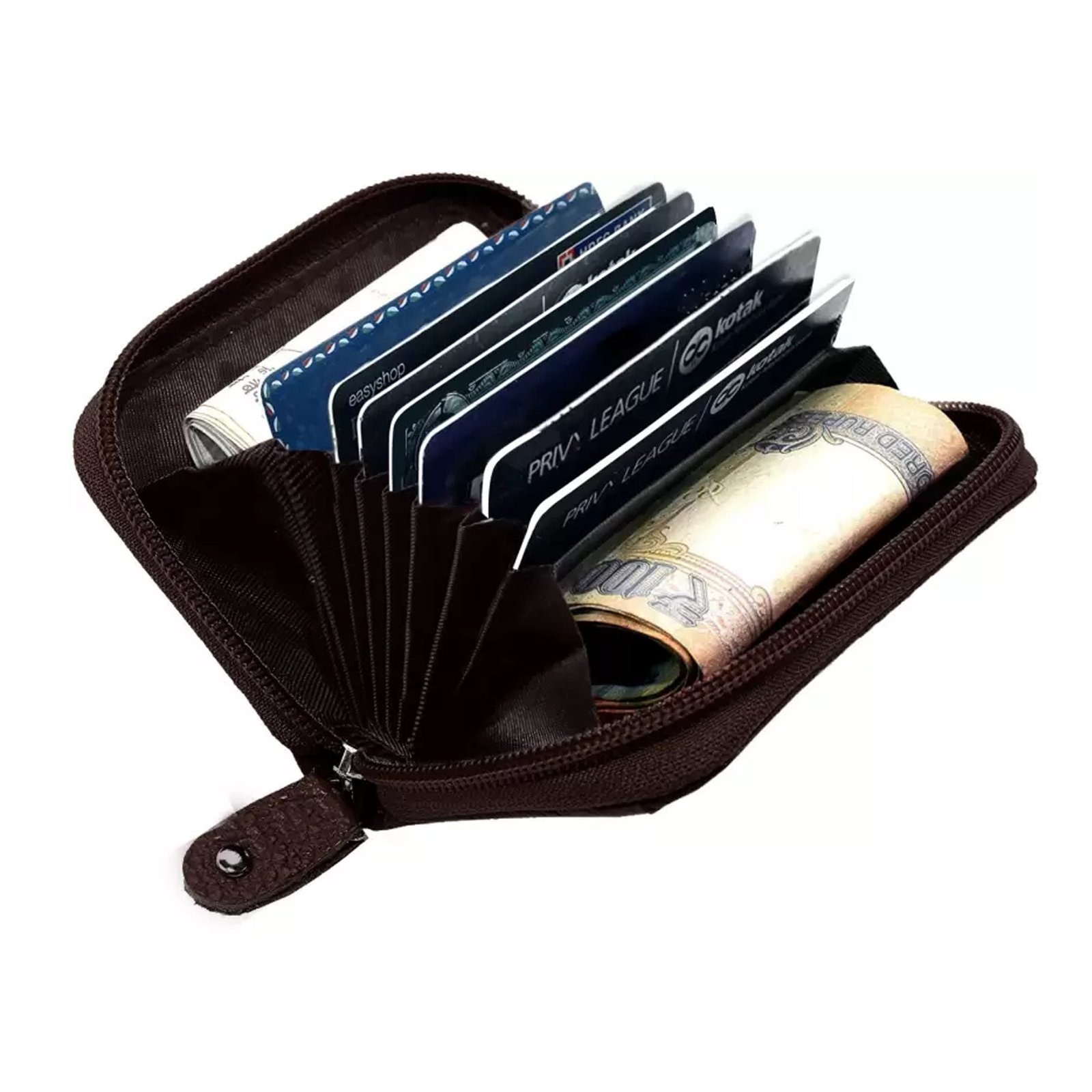 Brown Small Pocket Sized 9 Slot ID, Credit-Debit Card Holder & Currency WL601