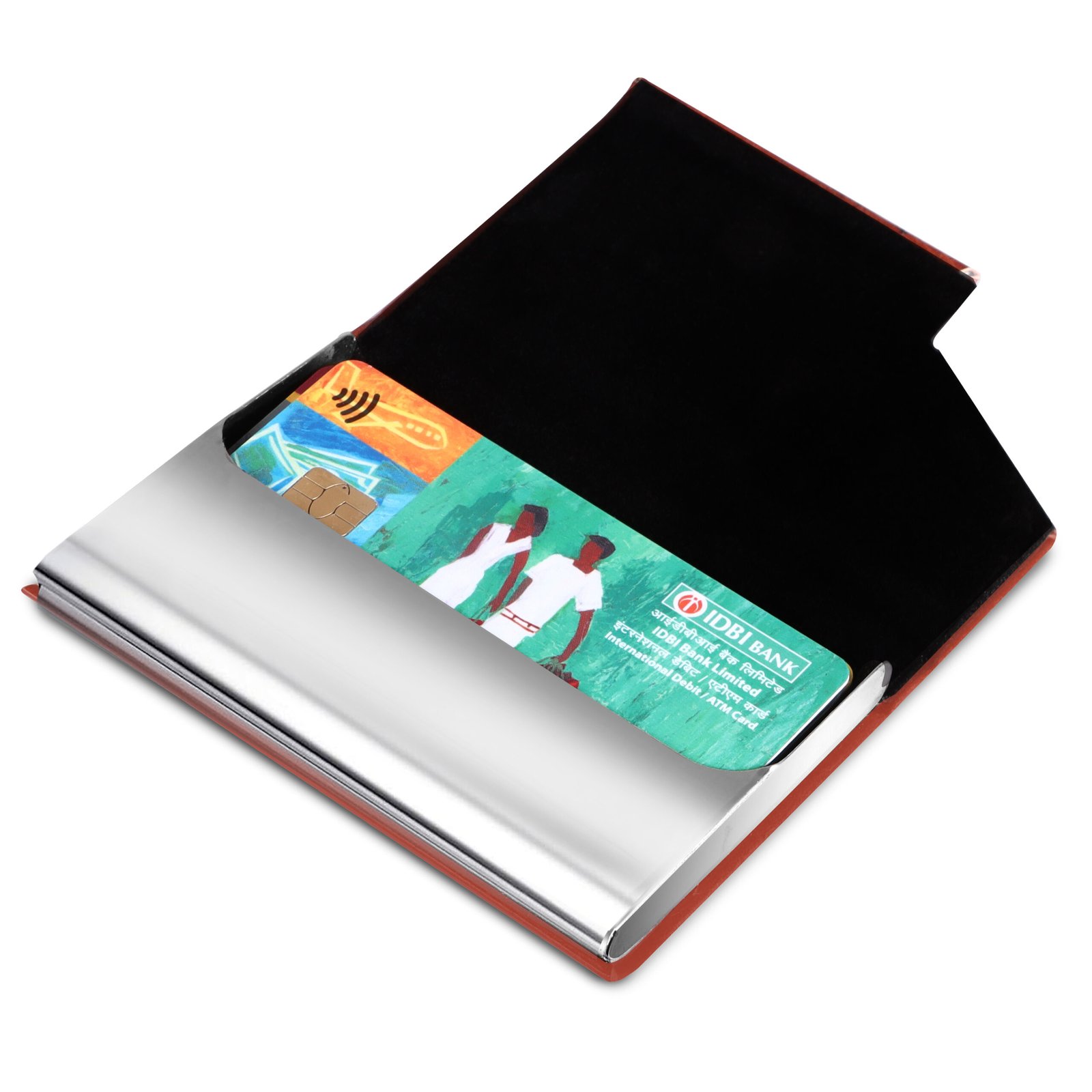 Tan Small Pocket Sized Metal ID, Credit-Debit Card Holder WL604