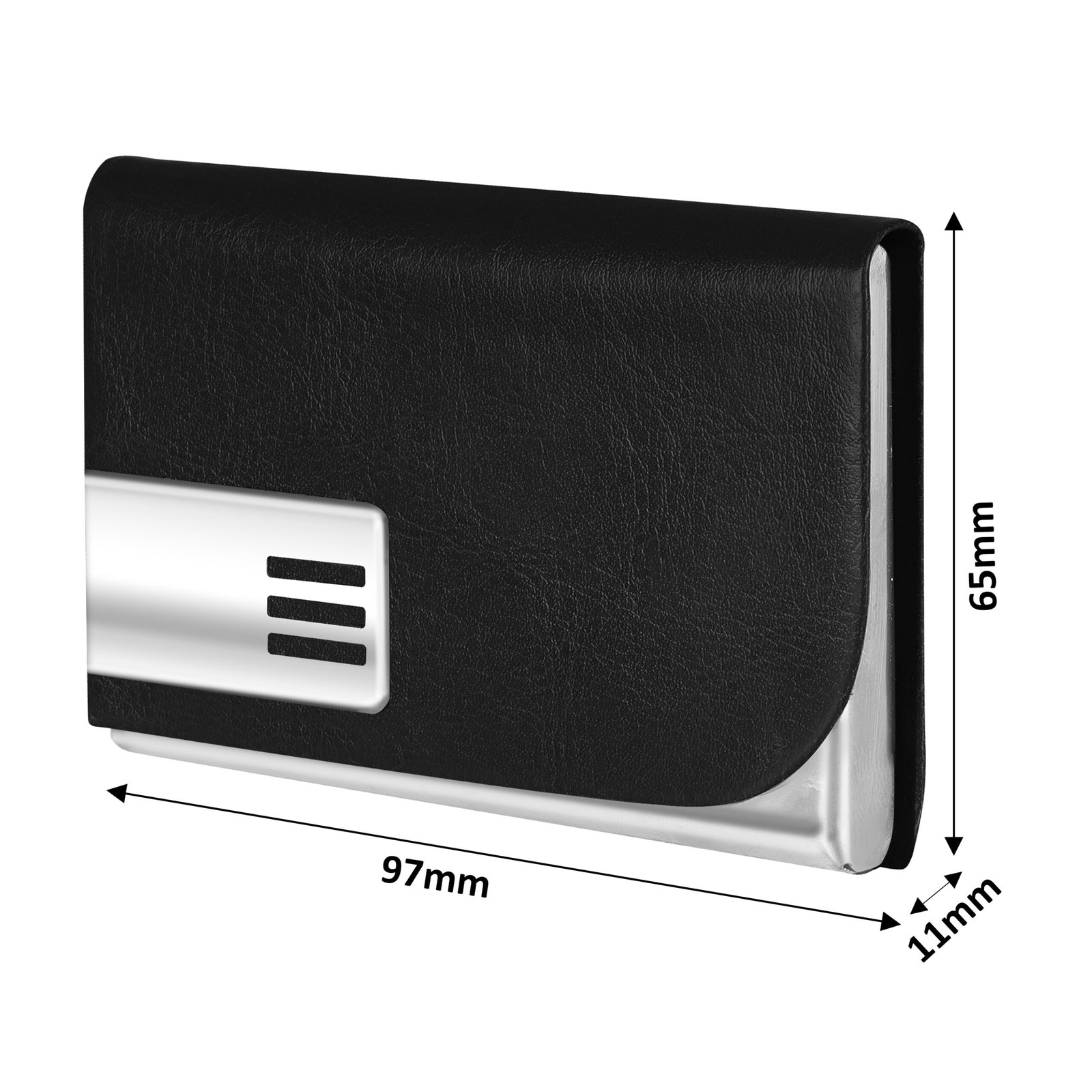Black Small Pocket Sized Metal ID, Credit-Debit Card Holder WL605