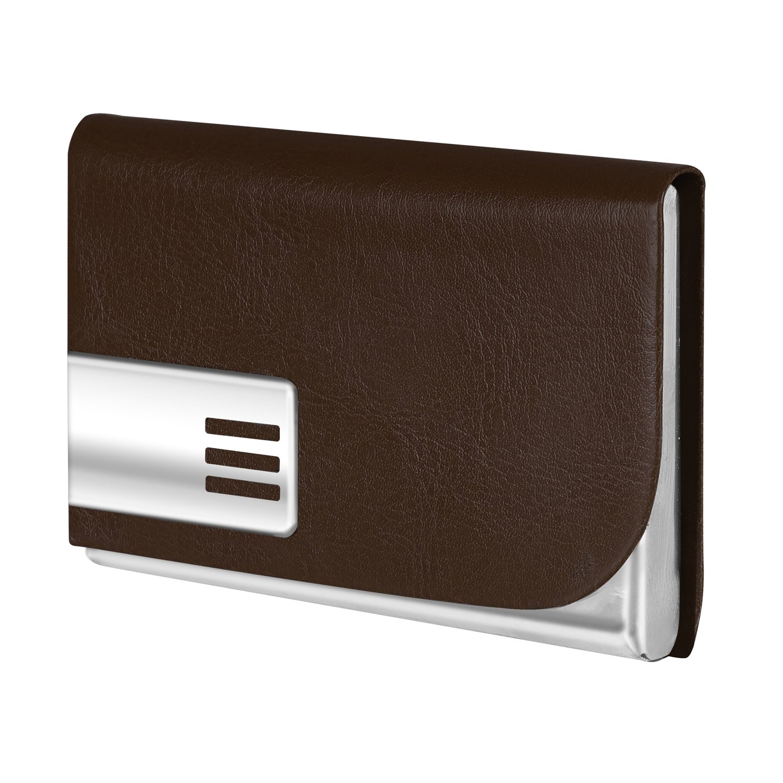 Brown Small Pocket Sized Metal ID, Credit-Debit Card Holder WL606