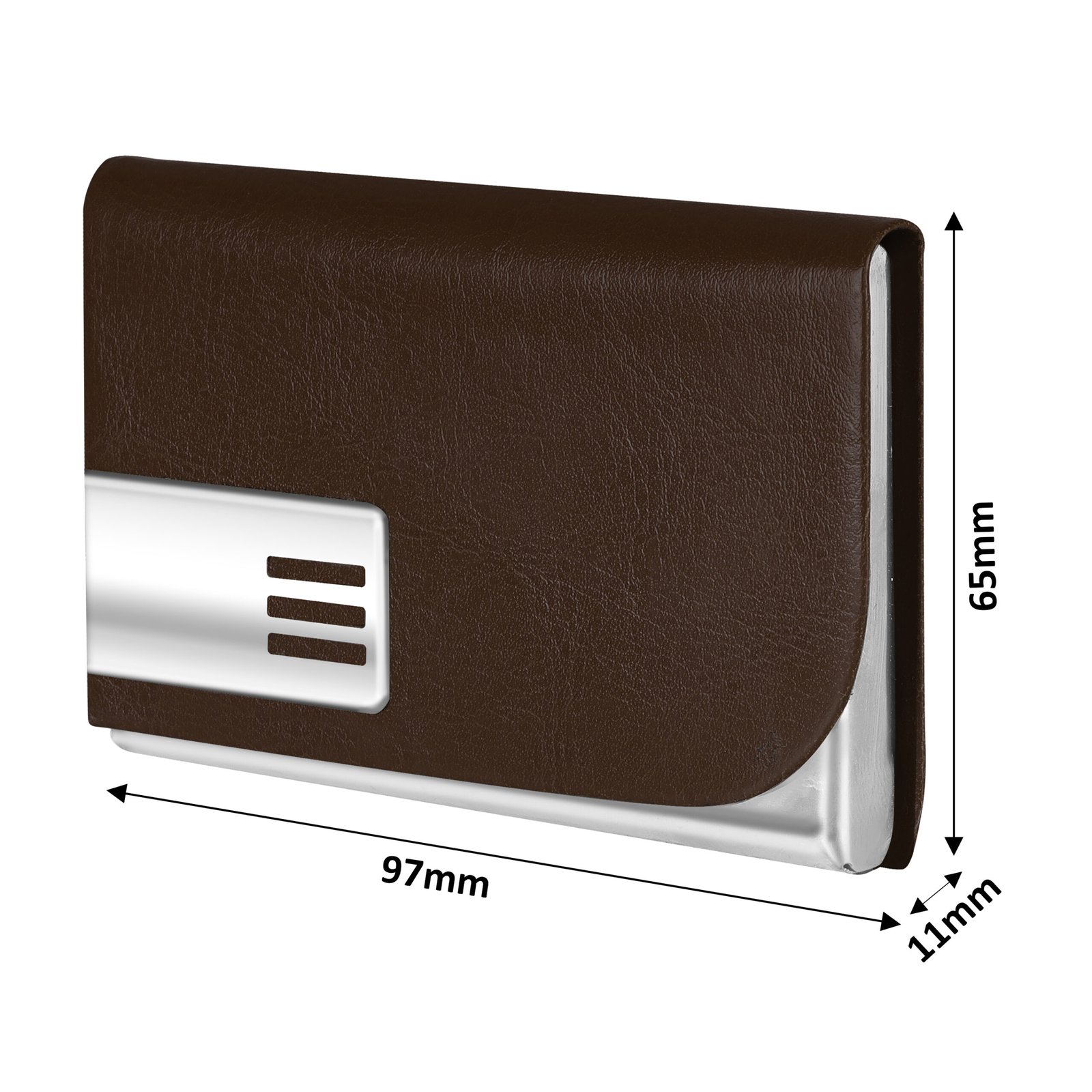 Brown Small Pocket Sized Metal ID, Credit-Debit Card Holder WL606