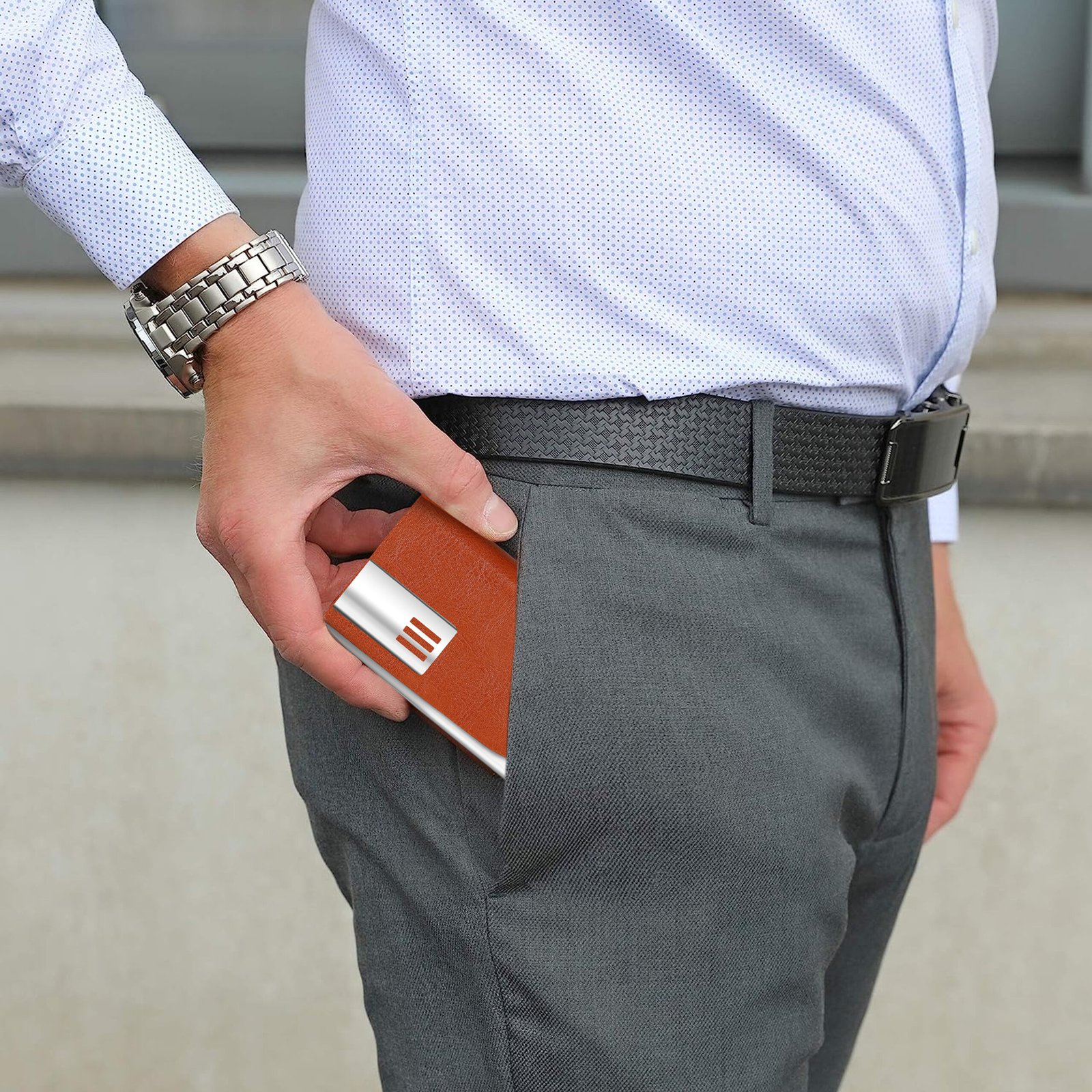 Tan Small Pocket Sized Metal ID, Credit-Debit Card Holder WL607