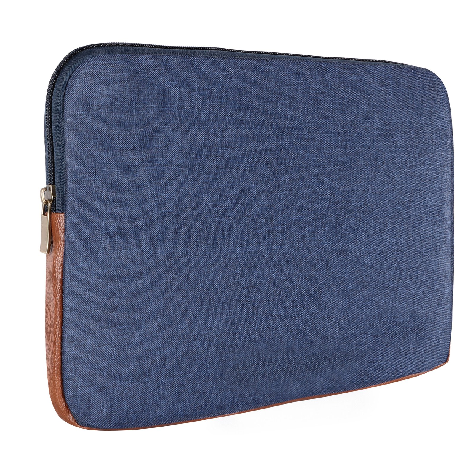 Laptop Sleeve for 15.6" - Blue & Tan, Zipper, Water Repellent LS01