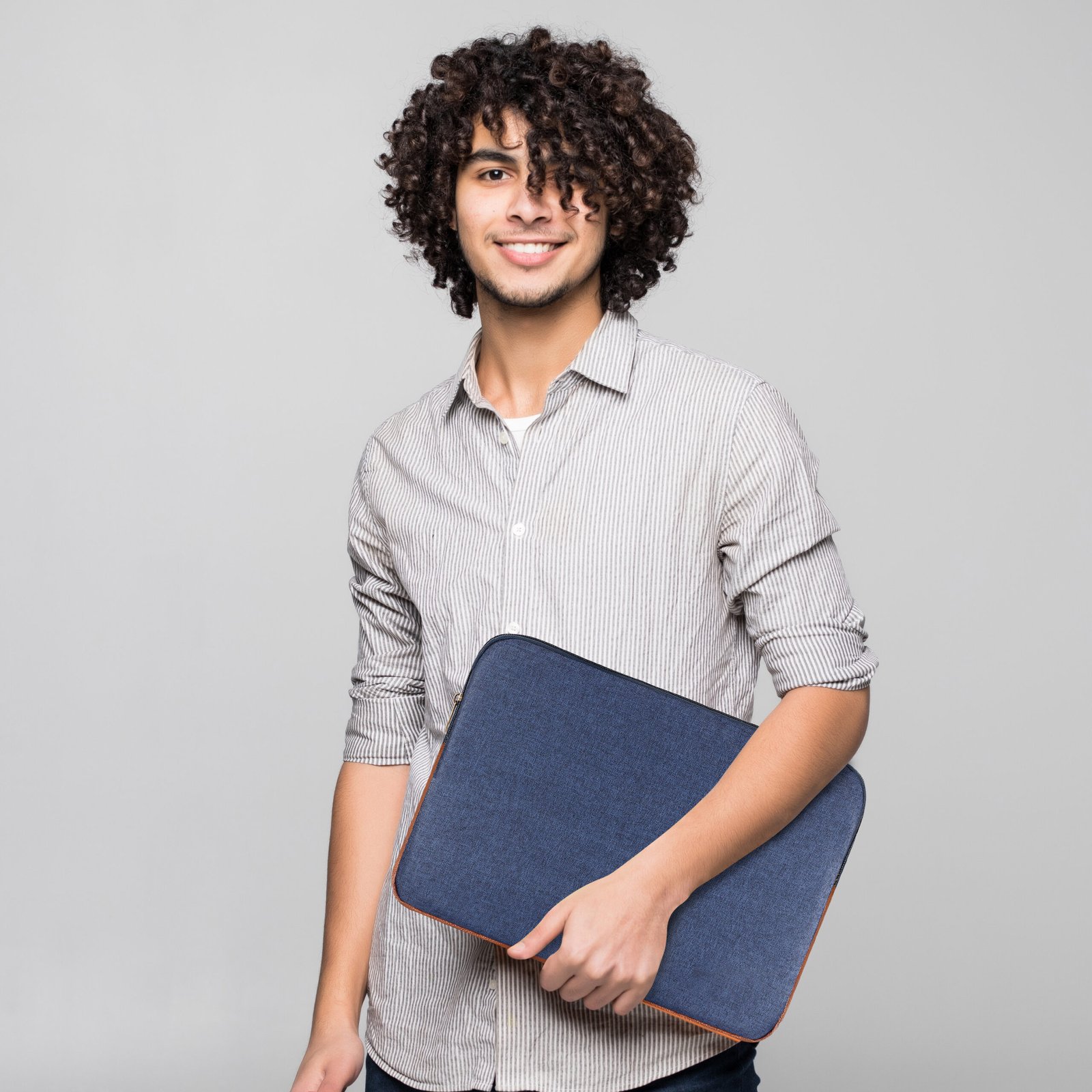 Laptop Sleeve for 15.6" - Blue & Tan, Zipper, Water Repellent LS01