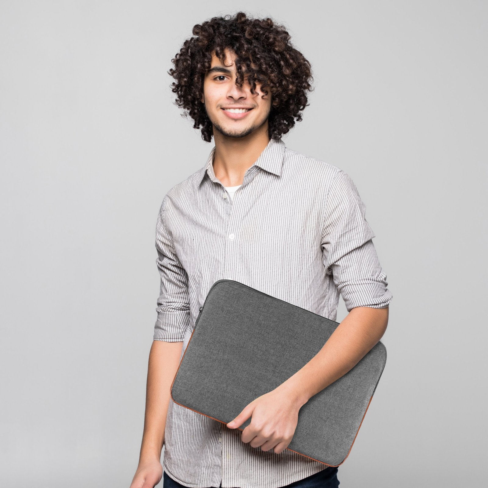 Laptop Sleeve for 15.6" - Grey & Tan, Zipper, Water Repellent LS02