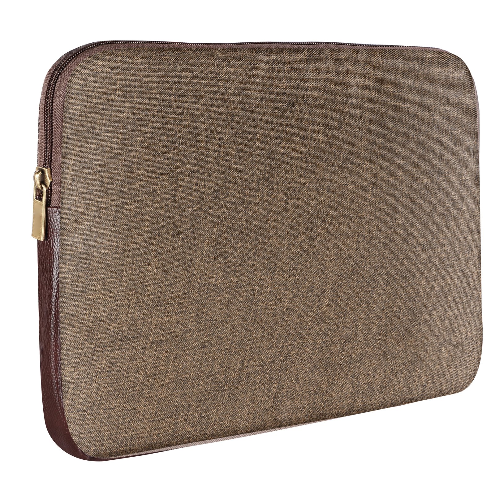 Laptop Sleeve for 15.6" - Khakhi & Brown, Zipper, Water Repellent LS03