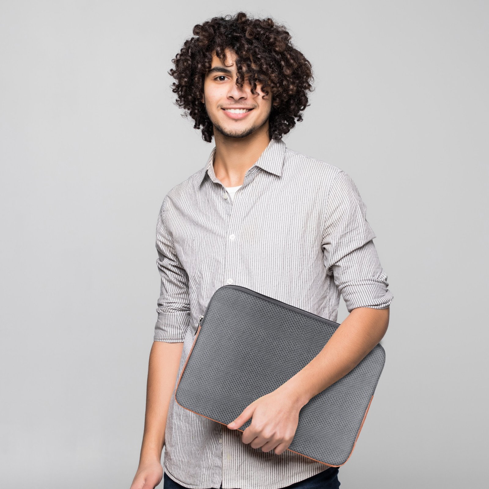 Laptop Sleeve for 15.6" - Grey & Tan (LS04), Zipper, Water Repellent LS04