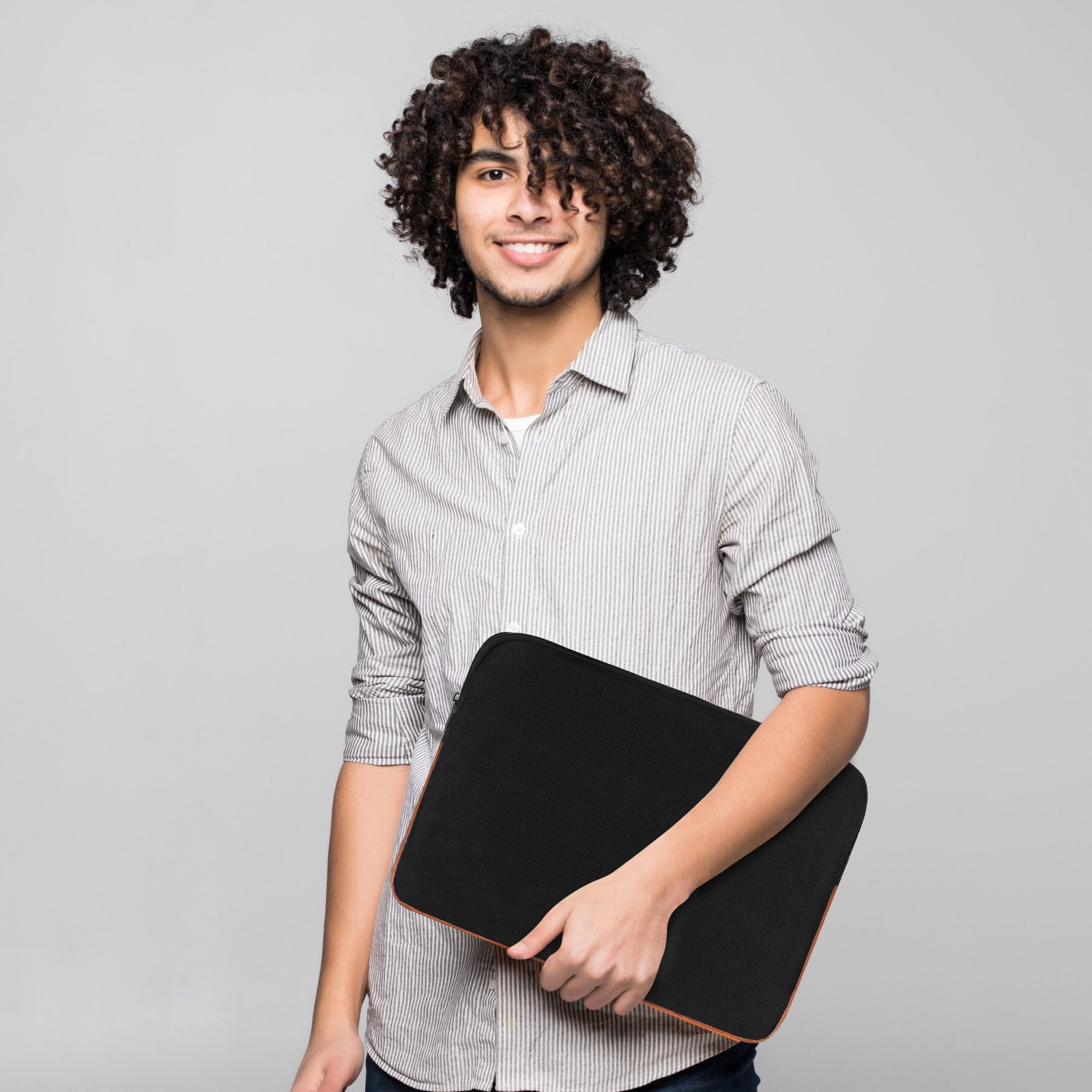 Laptop Sleeve for 15.6" - Black & Tan, Zipper, Water Repellent LS05