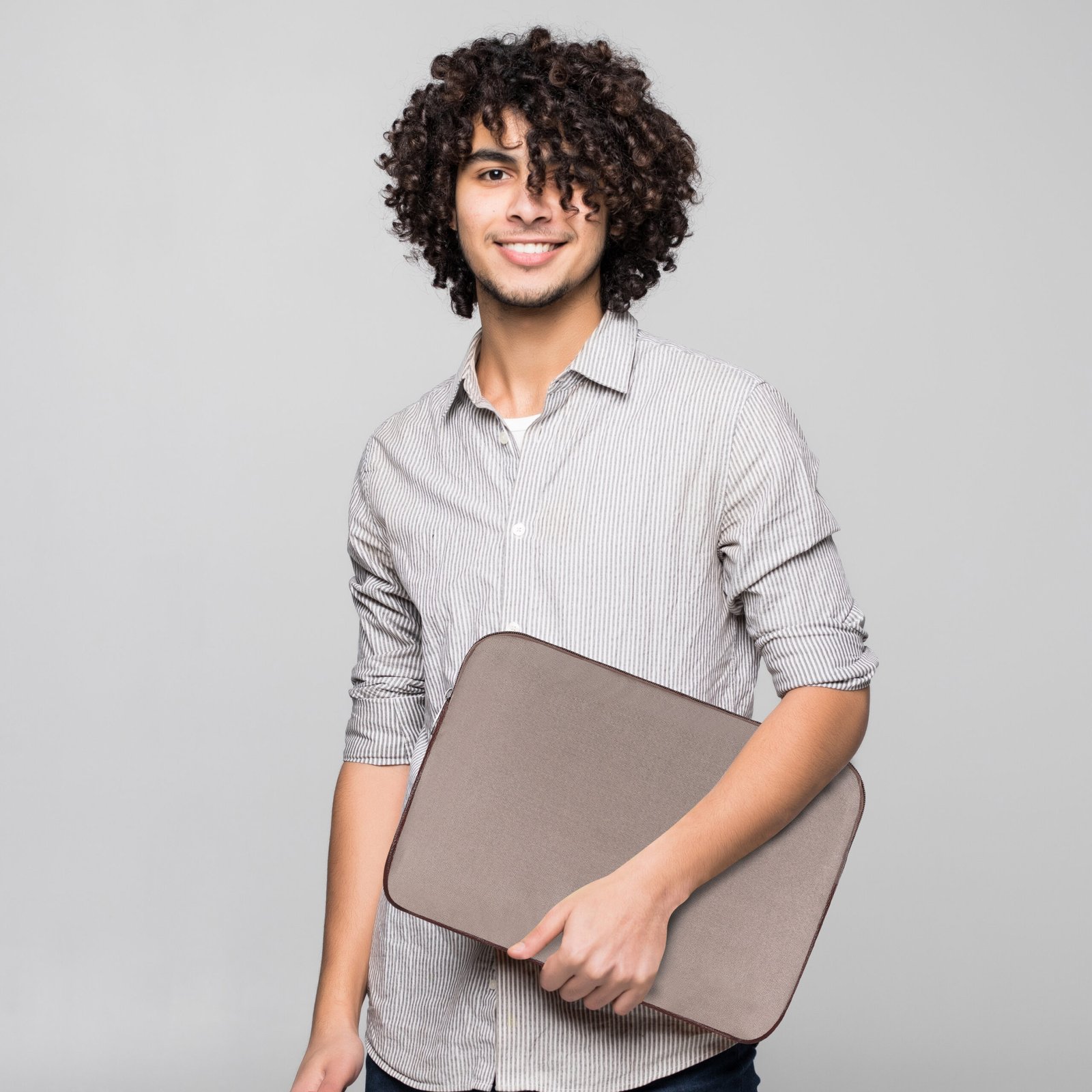 Laptop Sleeve for 15.6" - Mink Grey & Brown, Zipper, Water Repellent LS06